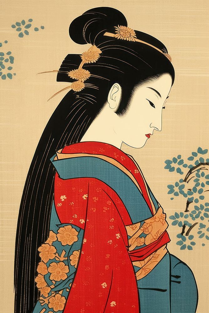 Kimono tradition hairstyle adult. AI generated Image by rawpixel.