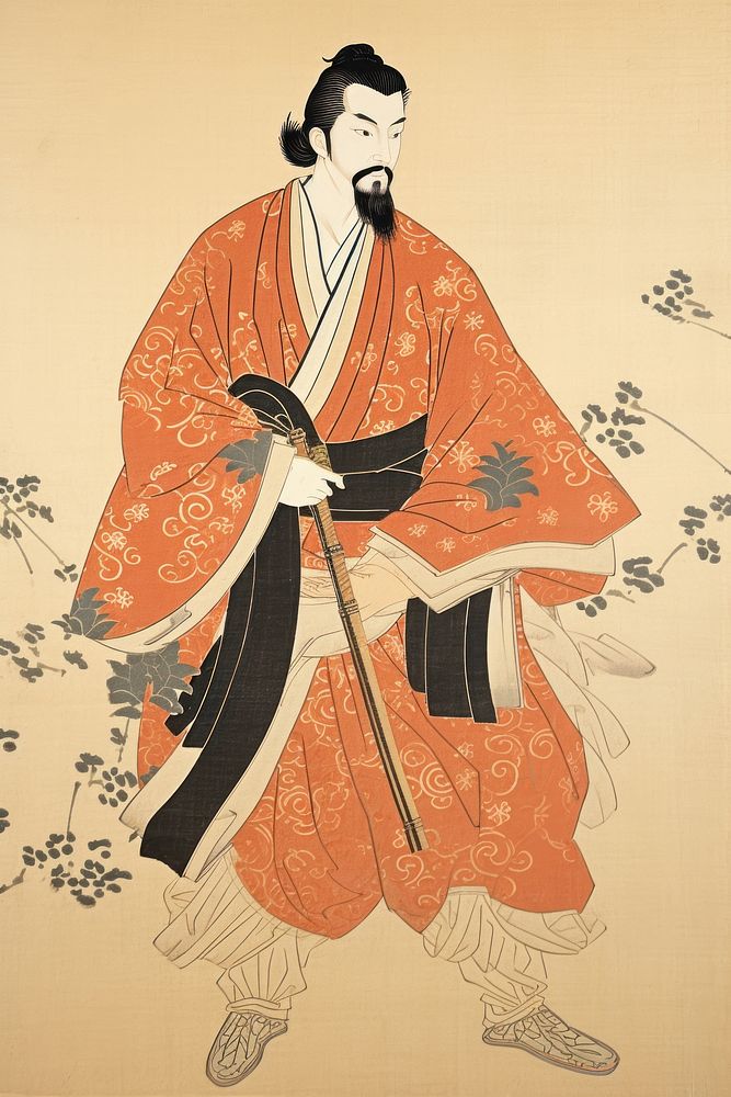 Kimono art painting robe | Free Photo Illustration - rawpixel