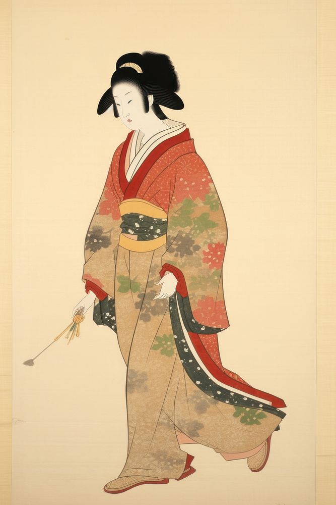 Kimono art painting adult. AI generated Image by rawpixel.