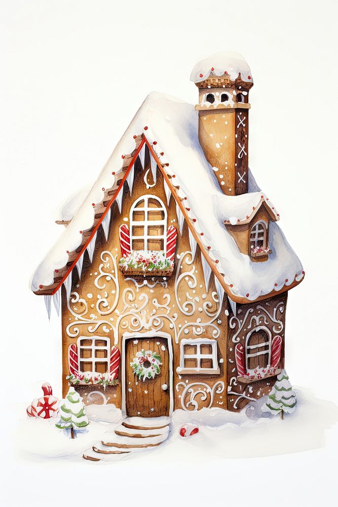Gingerbread house dessert food representation. AI generated Image by rawpixel.