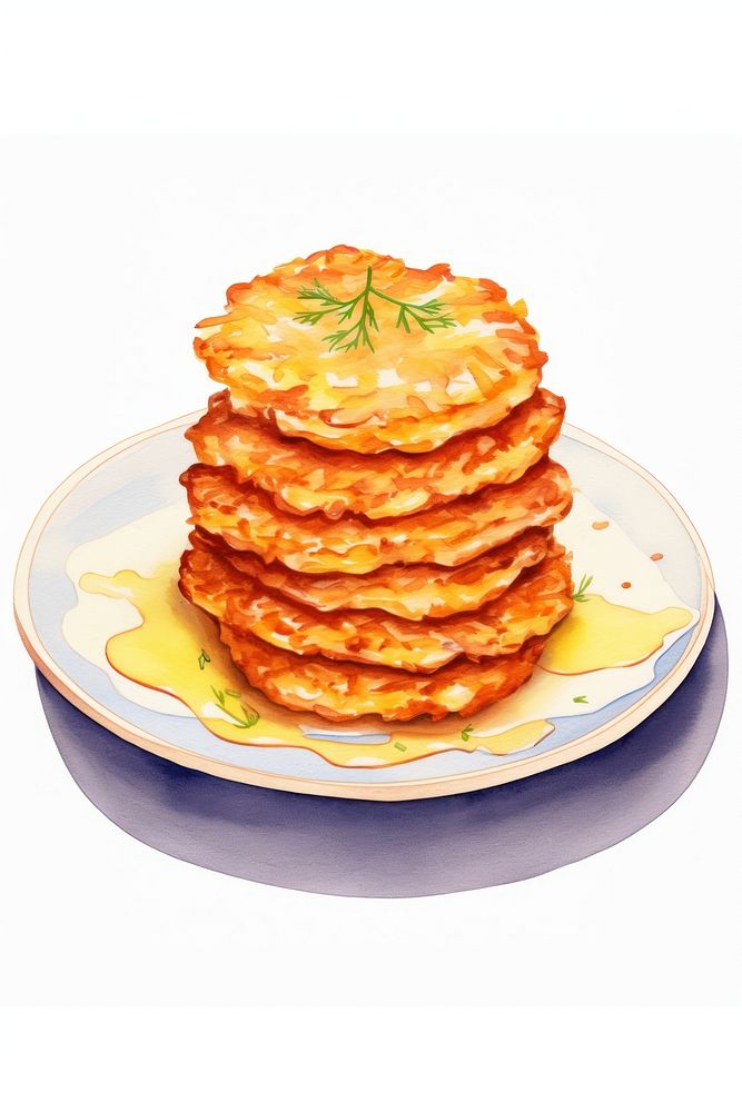 Hanukkah Latkes plate pancake food. AI generated Image by rawpixel.