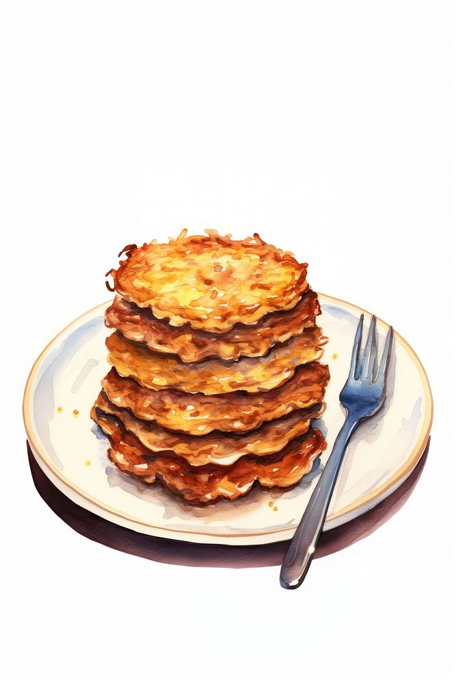 Hanukkah Latkes pancake plate food. AI generated Image by rawpixel.