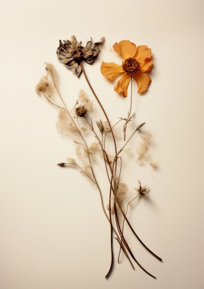 Real Pressed a single minimal flower Bouquet plant petal creativity. AI generated Image by rawpixel.