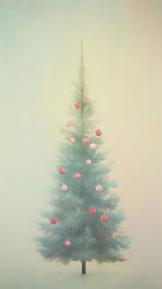Christmas tree painting plant anticipation. AI generated Image by rawpixel.
