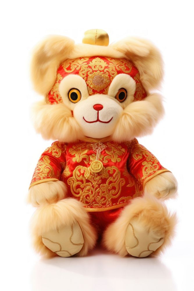 Chinese plush toy gold red chinese new year. AI generated Image by rawpixel.