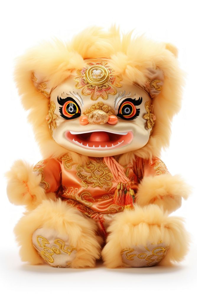 Chinese plush toy gold doll chinese new year. AI generated Image by rawpixel.