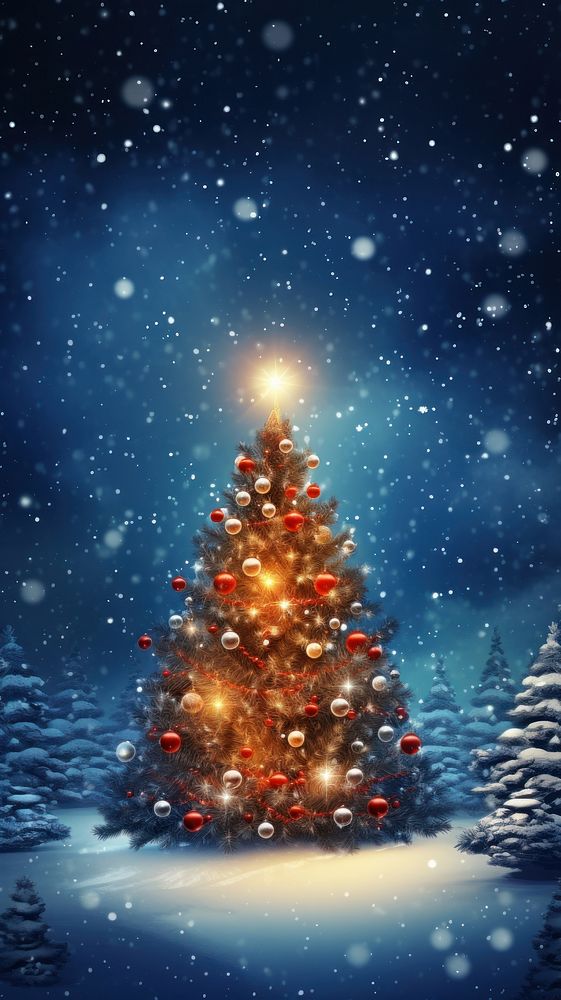 Mobile wallpaper christmas outdoors nature. AI generated Image by rawpixel.