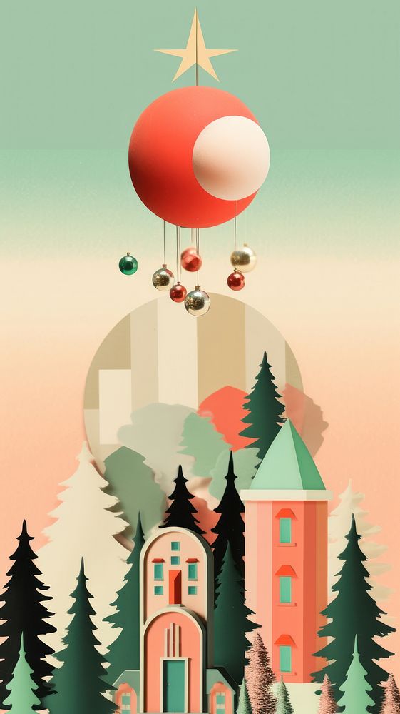 Christmas christmas balloon tree. AI generated Image by rawpixel.