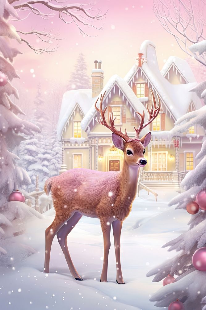 Deer christmas animal mammal. AI generated Image by rawpixel.