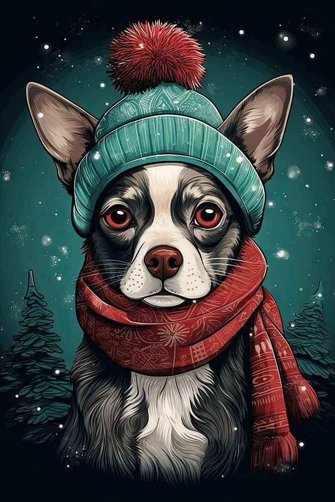 A dog wearing winter hats mammal animal pet. AI generated Image by rawpixel.