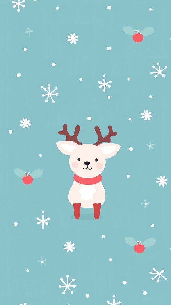 Reindeer wallpaper pattern nature mammal. AI generated Image by rawpixel.