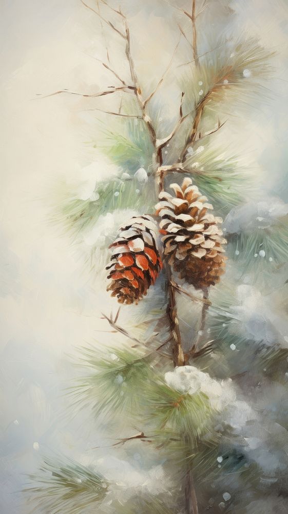 Christmas pine tree branches painting christmas outdoors. AI generated Image by rawpixel.