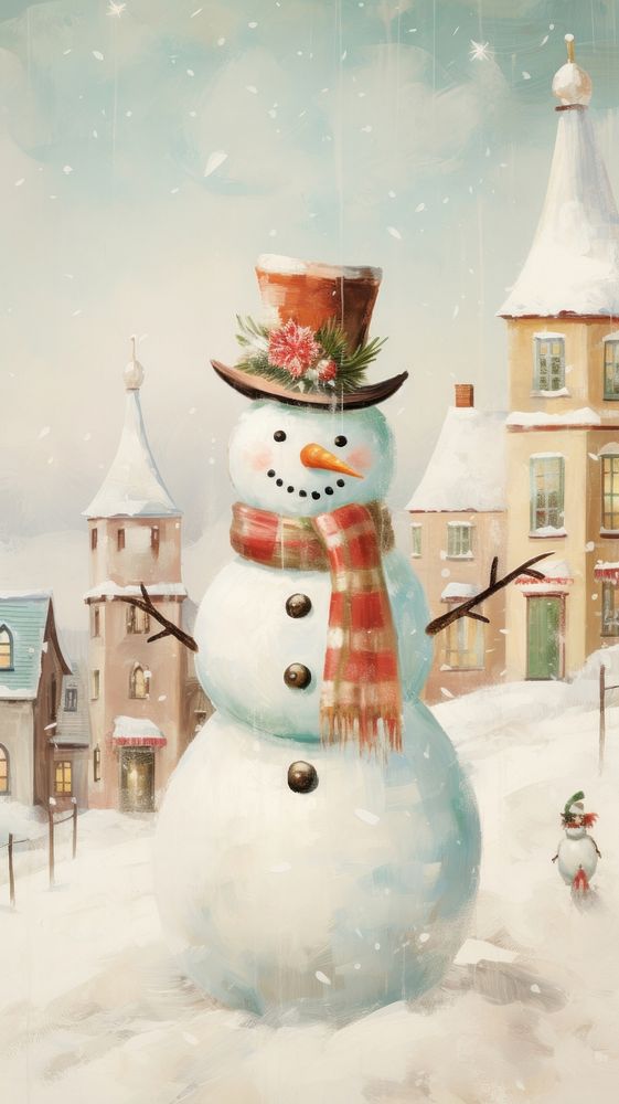 Festive christmas town outdoors snowman winter