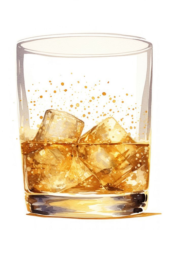 Rock glass whisky drink white background. AI generated Image by rawpixel.