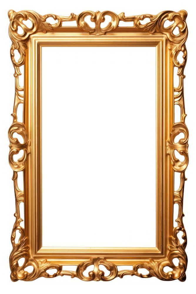 Golden vintage frame mirror white background architecture. 