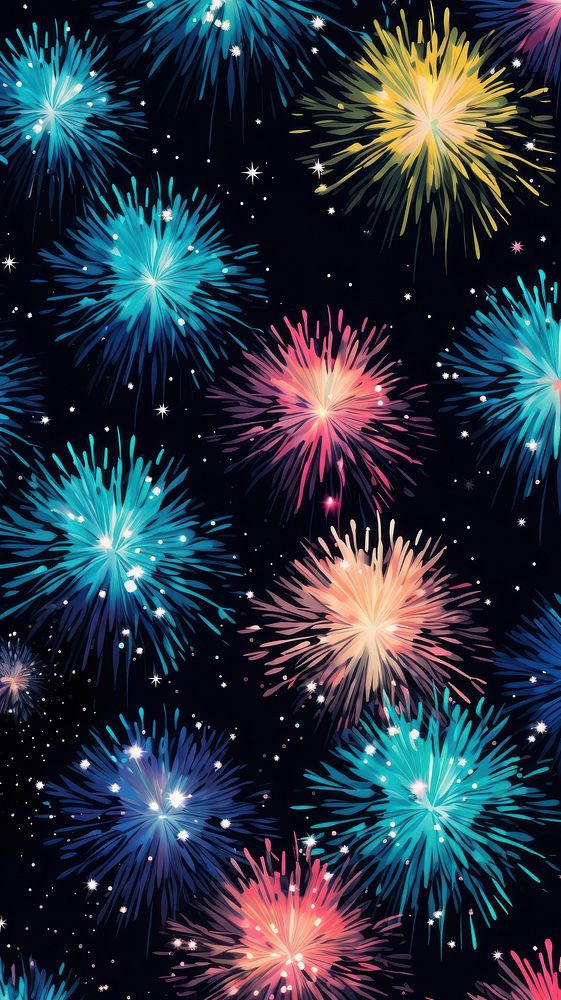 Firework pattern mobile wallpaper fireworks outdoors night. AI generated Image by rawpixel.