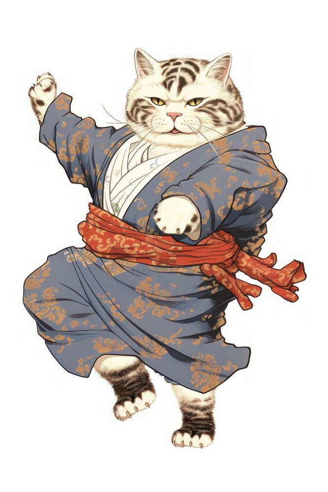 Edo era cat drunk mammal sketch pet. AI generated Image by rawpixel.