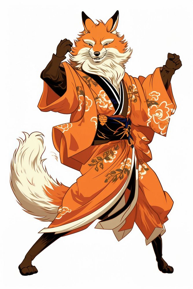 Edo era fox dancing representation creativity clothing. AI generated Image by rawpixel.