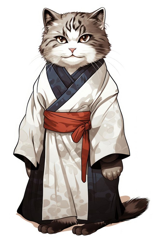 Edo era farmer cat mammal robe pet. AI generated Image by rawpixel.