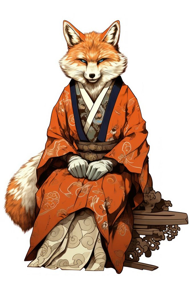 Edo era merchant fox animal mammal adult. AI generated Image by rawpixel.