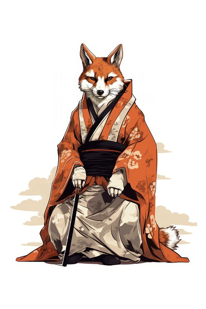 Edo era merchant fox cross-legged relaxation carnivora. AI generated Image by rawpixel.