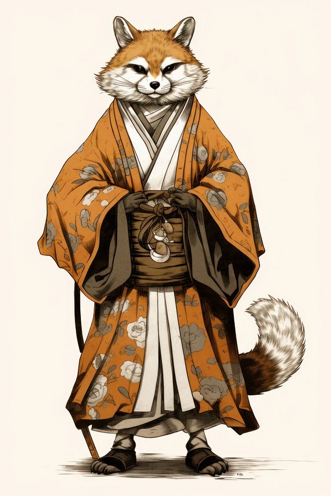 Edo era monk fox mammal representation carnivora. AI generated Image by rawpixel.