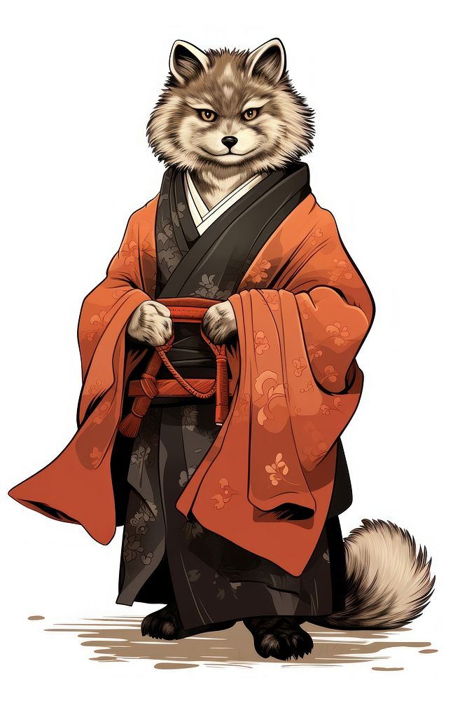 Edo era shogun tanuki mammal animal robe. AI generated Image by rawpixel.