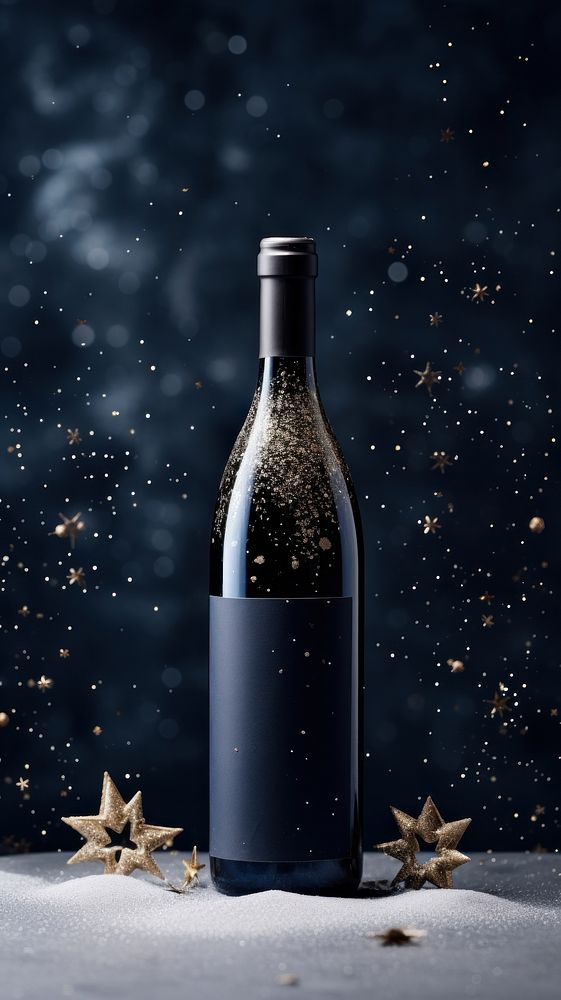 Wine bottle wine christmas drink. AI generated Image by rawpixel.