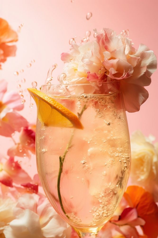Summer cocktail flower drink petal. AI generated Image by rawpixel.