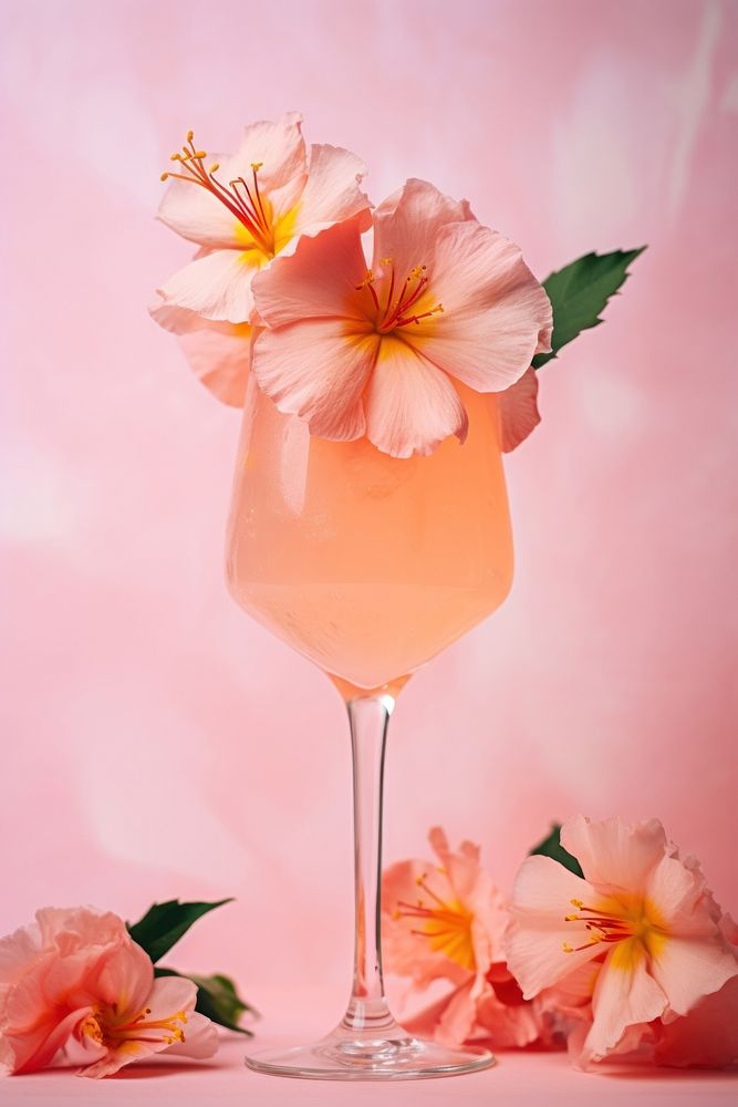 Summer cocktail flower drink petal. AI generated Image by rawpixel.