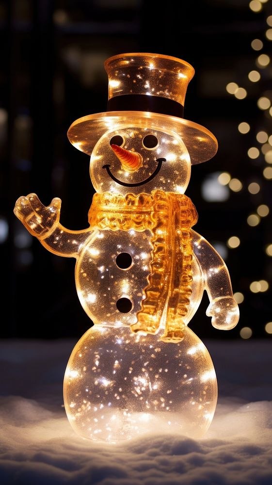 Snowman winter light representation. AI generated Image by rawpixel.