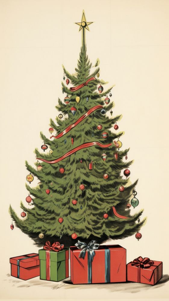 Christmas tree drawing paper. AI generated Image by rawpixel.