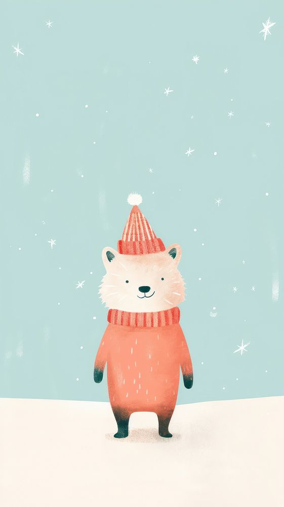 A happy fox celebrating christmas winter nature snow. AI generated Image by rawpixel.