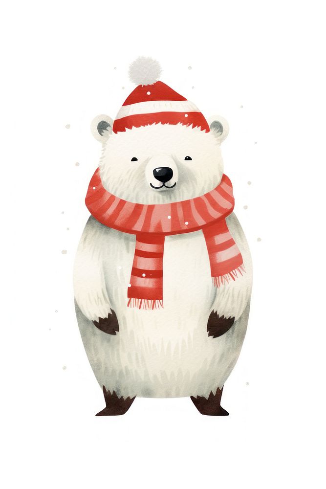 Polar bear wear santa costume snowman animal winter. AI generated Image by rawpixel.