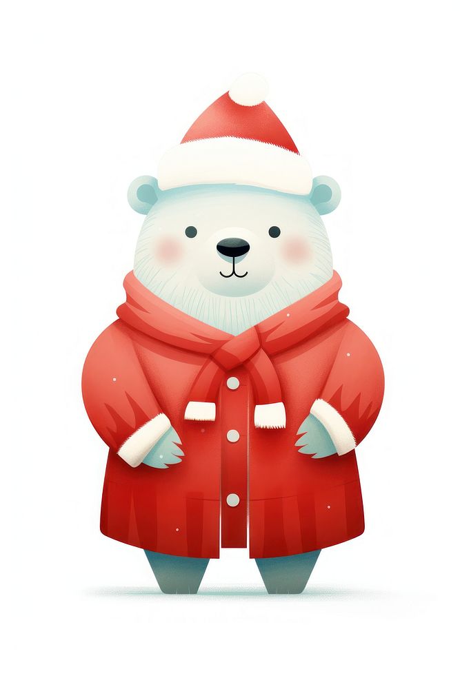Polar bear wear santa costume snowman winter white background. AI generated Image by rawpixel.