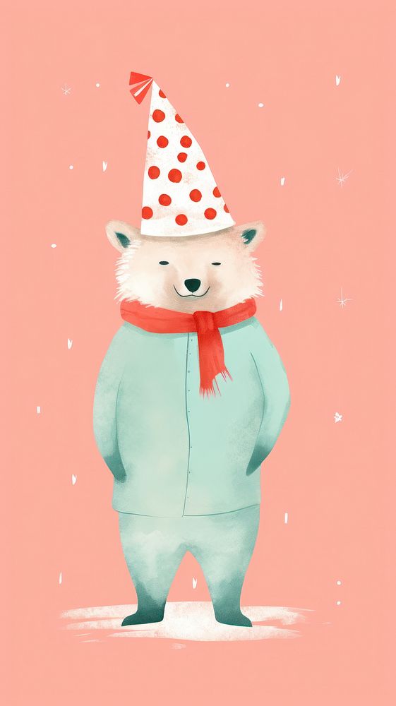 A happy fox celebrating christmas drawing cute representation. AI generated Image by rawpixel.