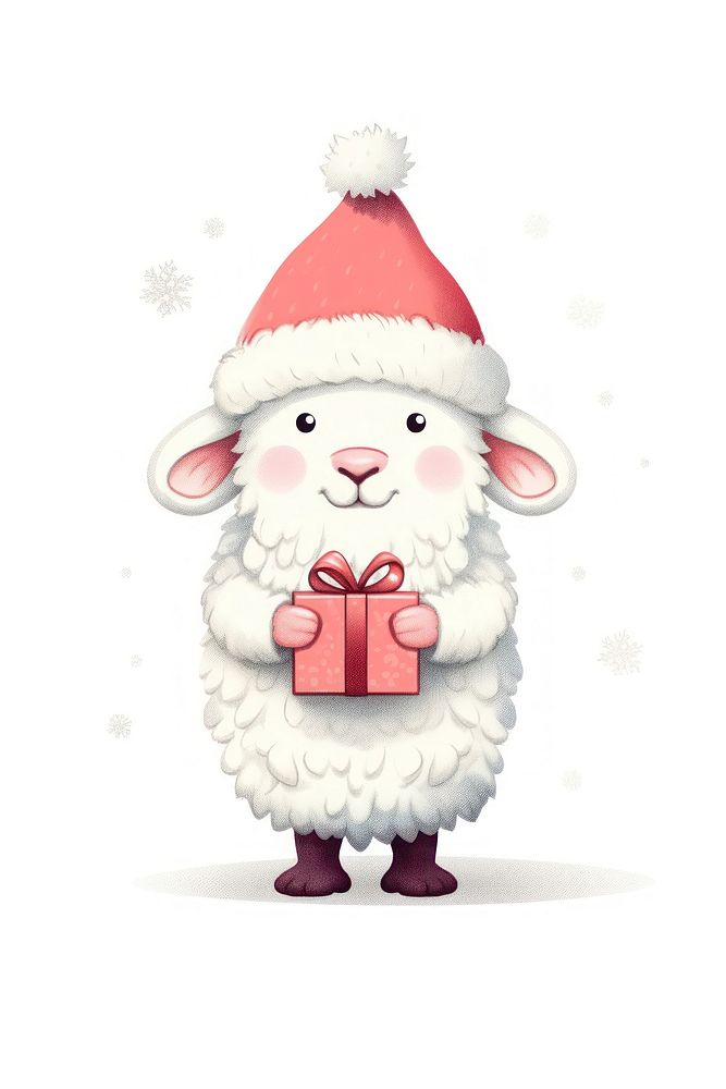 Sheep wear santa hat mammal animal nature. AI generated Image by rawpixel.