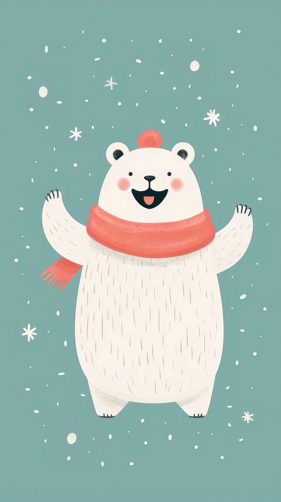 A happy bear celebrating christmas cartoon snowman animal. AI generated Image by rawpixel.