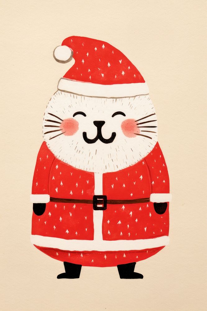 Cat wear santa costume snowman art anthropomorphic. AI generated Image by rawpixel.