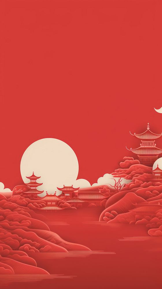 Chinese red architecture tranquility. AI generated Image by rawpixel.