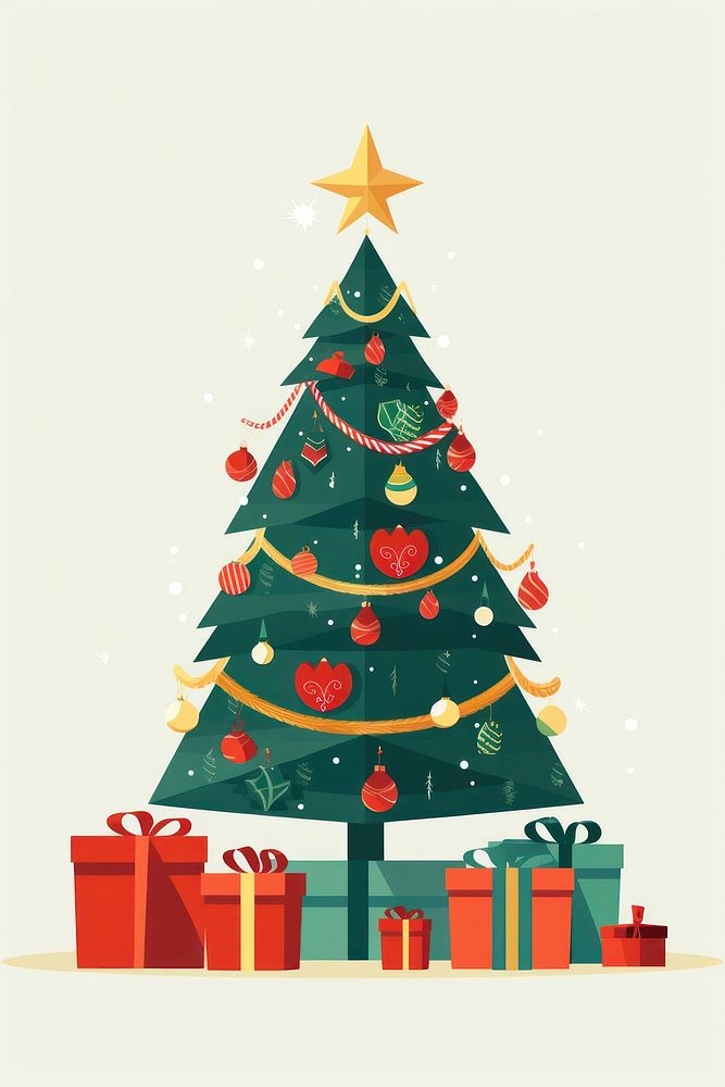 Christmas winter gift tree. AI generated Image by rawpixel.