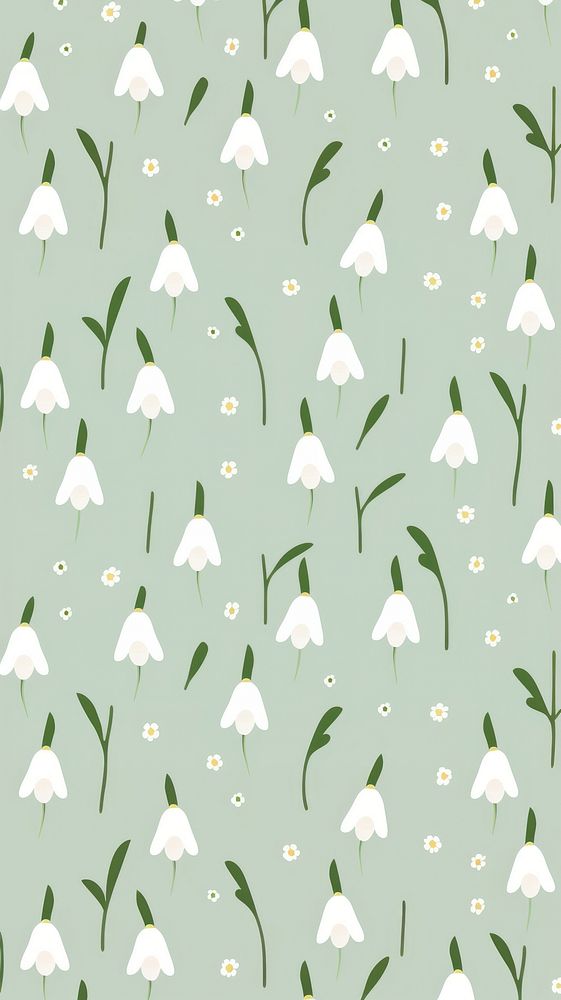 Snowdrop pattern backgrounds wallpaper. AI generated Image by rawpixel.