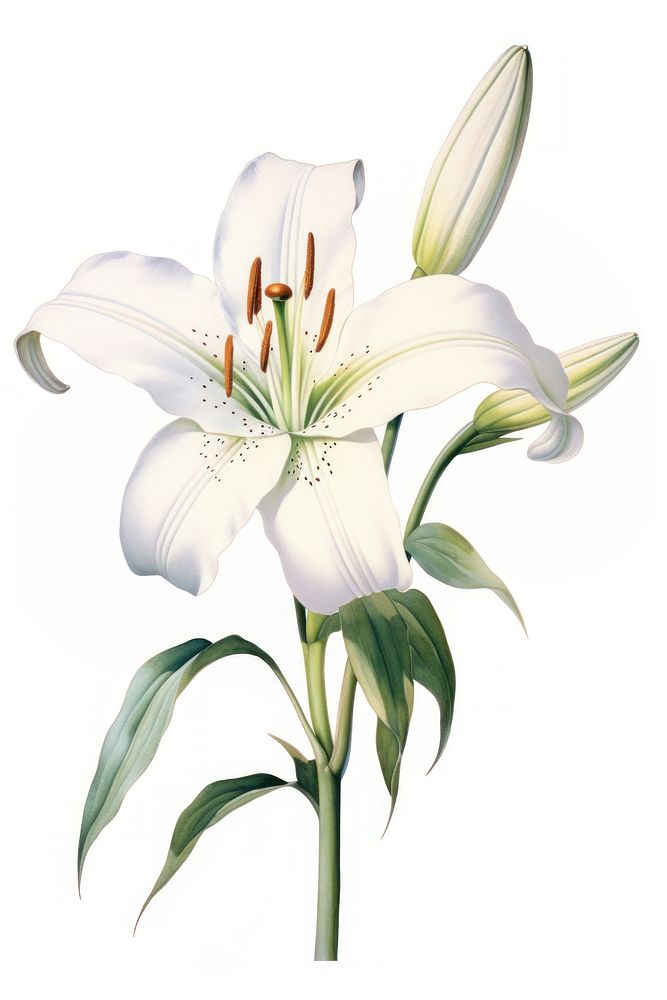 A white lily flower blossom plant. AI generated Image by rawpixel.
