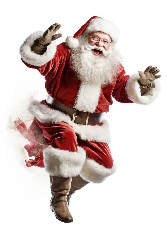 Santa Claus flying christmas footwear white background. AI generated Image by rawpixel.