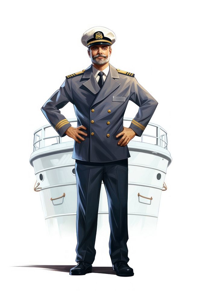 Captain captain adult white background. AI generated Image by rawpixel.