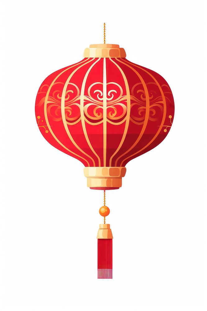 Red Chinese Lantern lantern white background chinese lantern. AI generated Image by rawpixel.