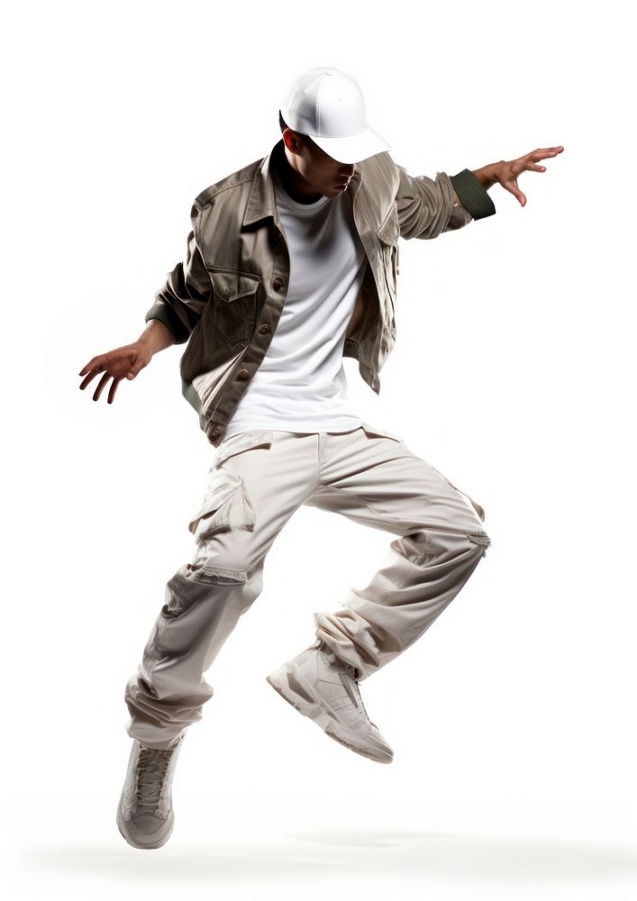 Young hip hop dancer dancing footwear adult white background. AI generated Image by rawpixel.