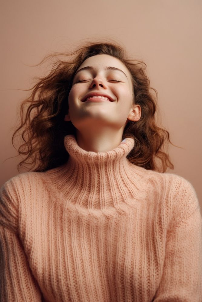 Girl sweater smile happy. AI generated Image by rawpixel.