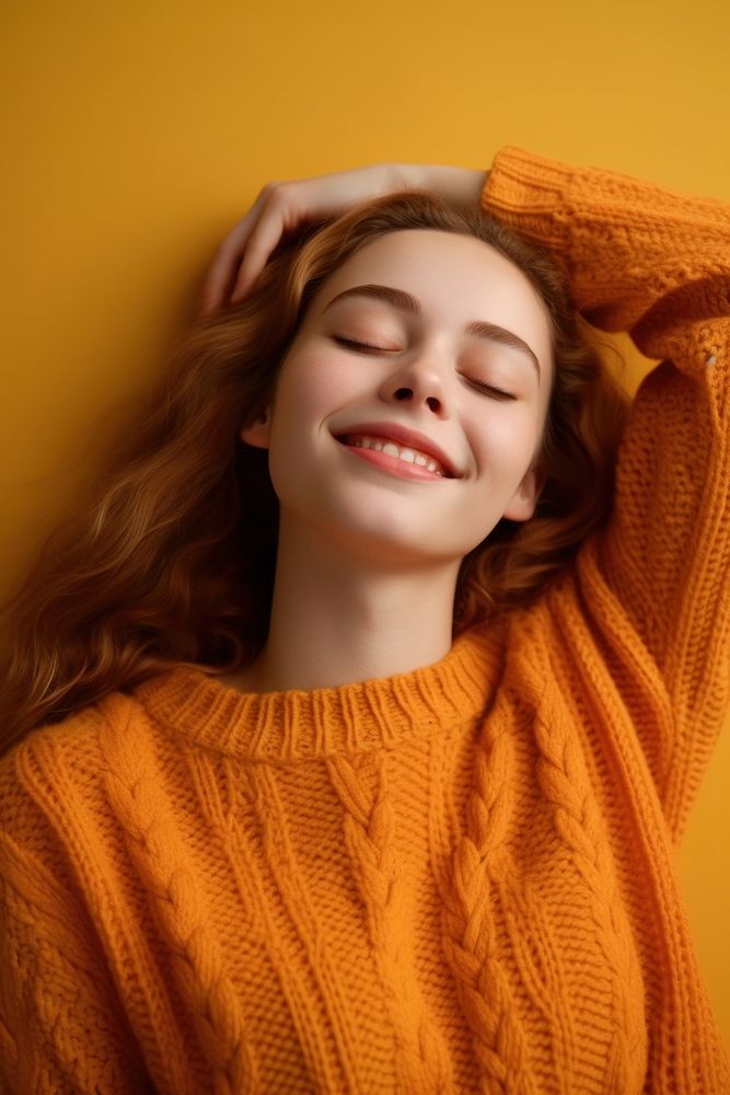Girl sweater smile happy. AI generated Image by rawpixel.