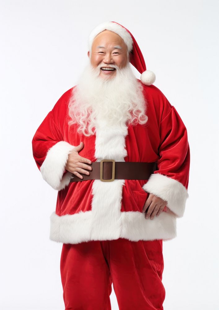 Asian Santa Claus christmas smiling white background. AI generated Image by rawpixel.